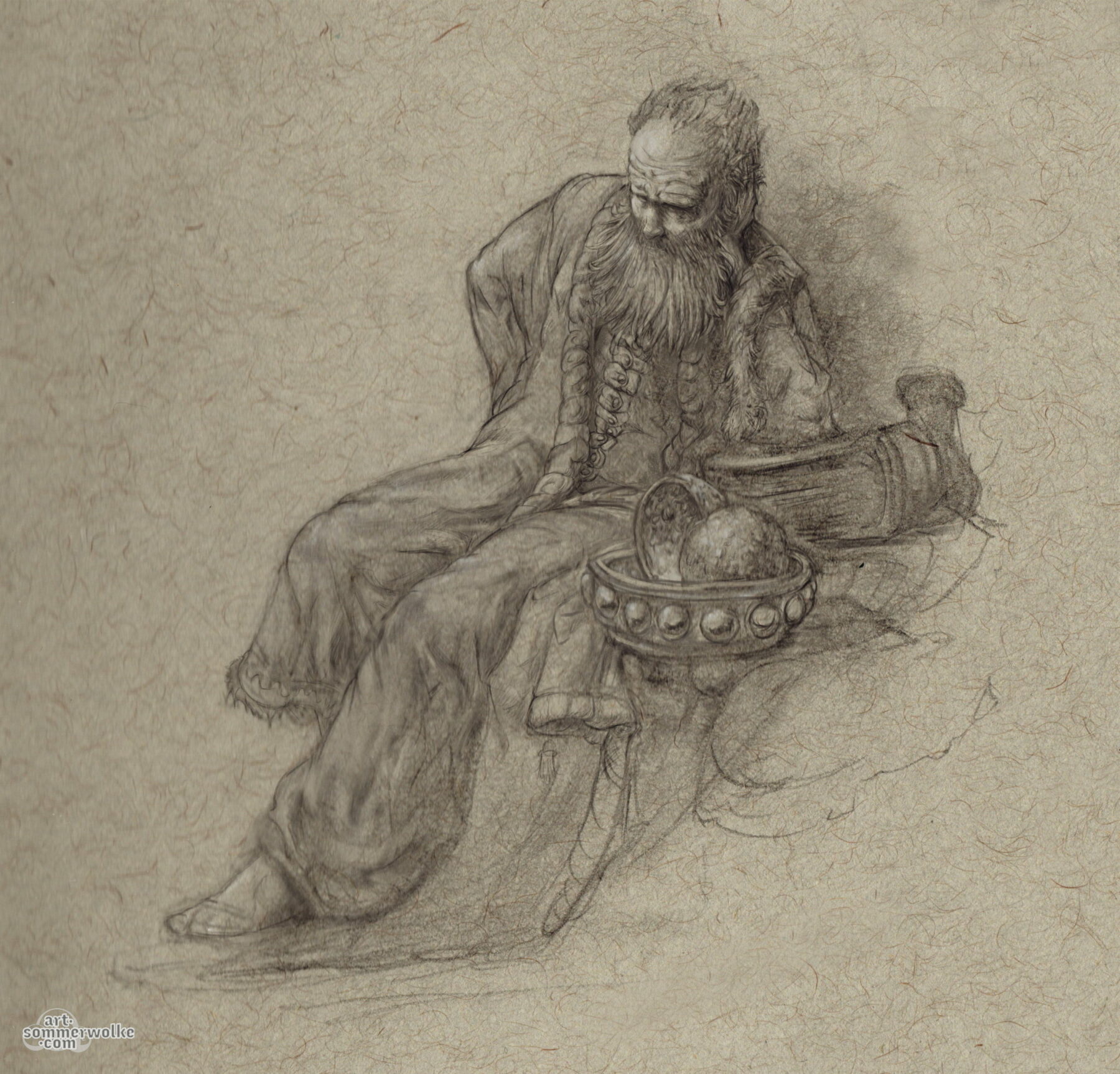 Digitale Nachzeichung des "Jeremia" von Rembrandt. Digital drawing of the "Jeremiah" from Rembrandt.